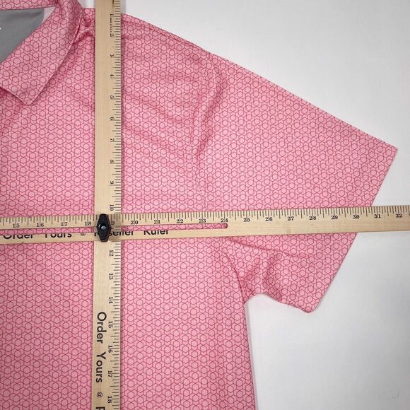 Etonic Golf Polo Shirt‎ Mens Size XXL Pink Geometric Print Short Sleeve Stretch - Picture 7 of 8